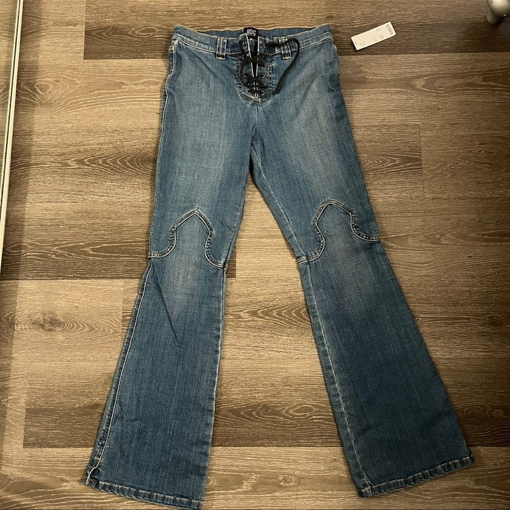 BDG Urban Outfitters Blue Western  Lace-Up Wide-Leg Flare Jeans